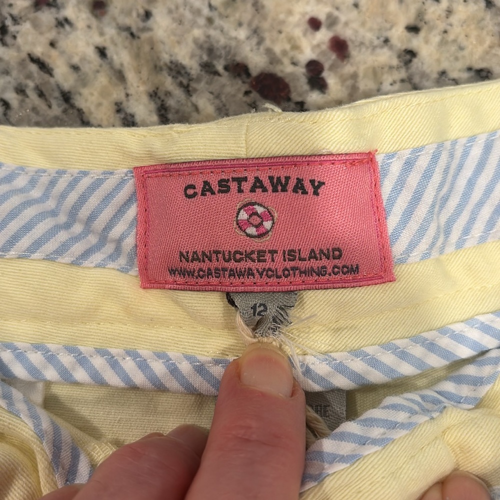 Castaway Nantucket yellow spicy margarita stretch twill cotton 4” shorts